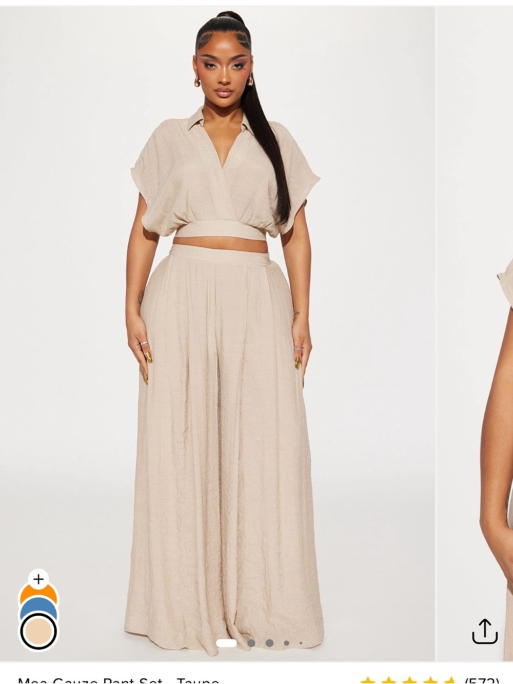 Taupe Wide-Leg Pants - Mea Gauze Pant Set